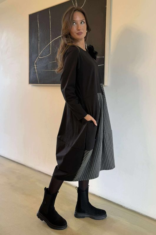 Oscar Remi Cocoon Dress Pin Stripe
